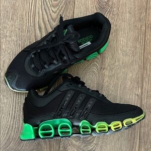 adidas Black Running Shoes with Green & Lime Accents